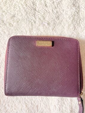 Kate Spade New York Burgundy Saffiano Leather Zip Around Wallet